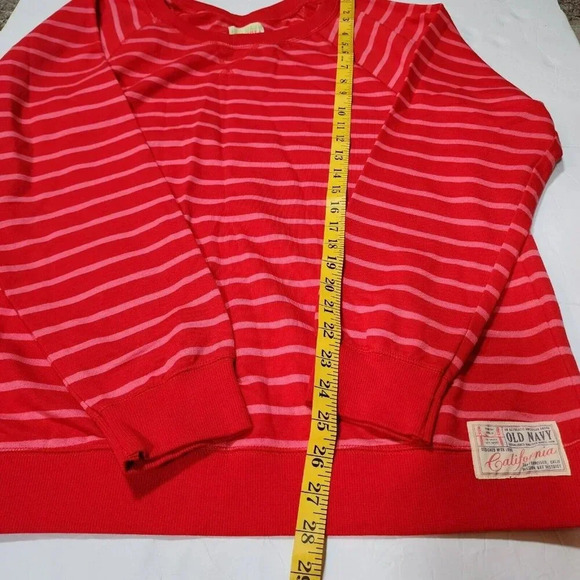 Old Navy  RED/WHITE Striped Sweat Shirt Women's XL Longsleeve Crewneck - Picture 3 of 10
